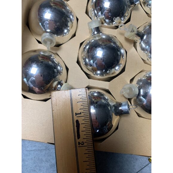 Vintage Pyramid Decorative Silver Glass Christmas Ornaments Set Of 24 - Picture 4 of 6